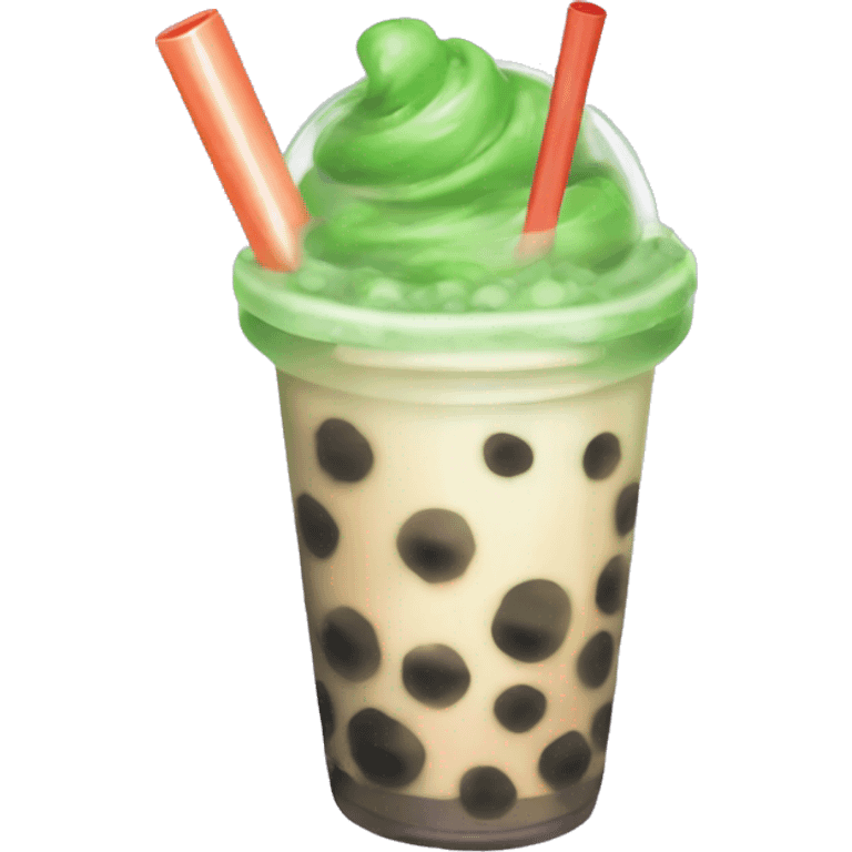 Bubble tea tapioca with Matcha ￼ emoji