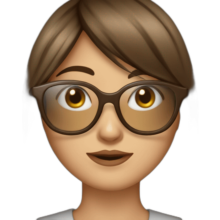 fille avec frange brune et des lunettes emoji