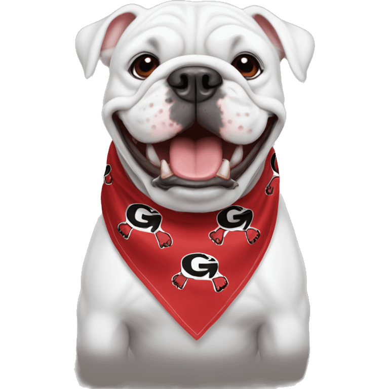 uga white bulldog emoji wearing red bandana smiling emoji