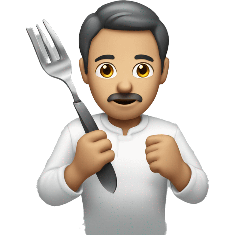 man with knife and fork in hands emoji