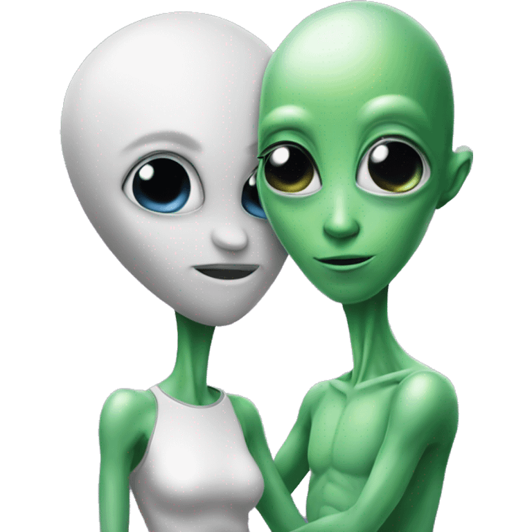 Alien and a human in love emoji