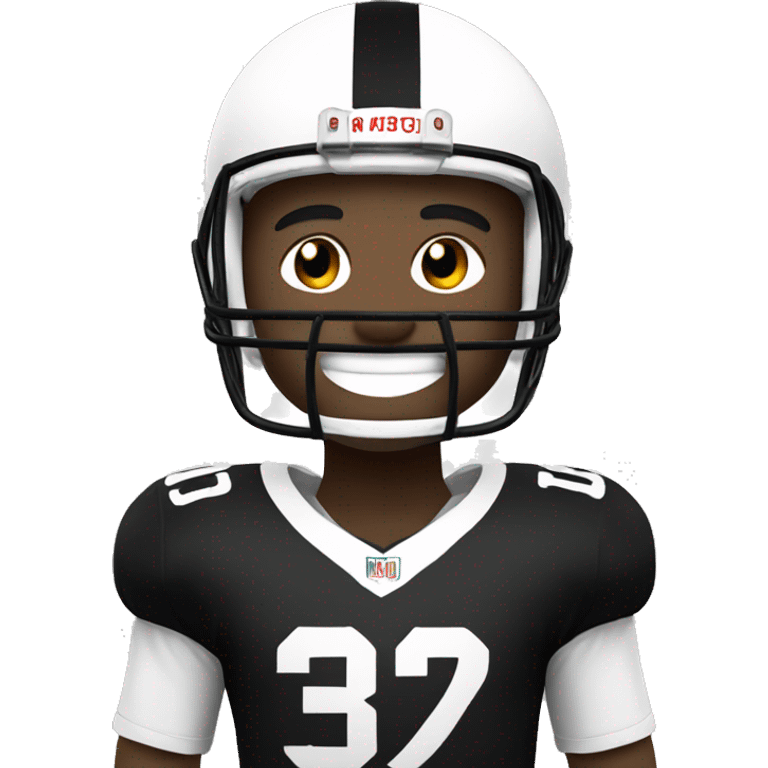 smiling football player in black and white jersey emoji