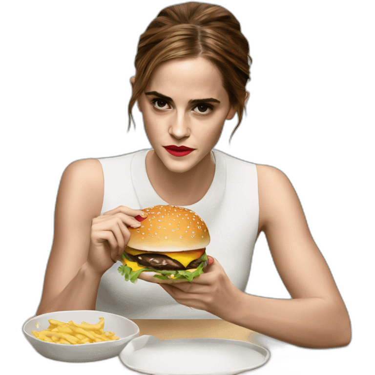 Emma Watson mange un burger emoji