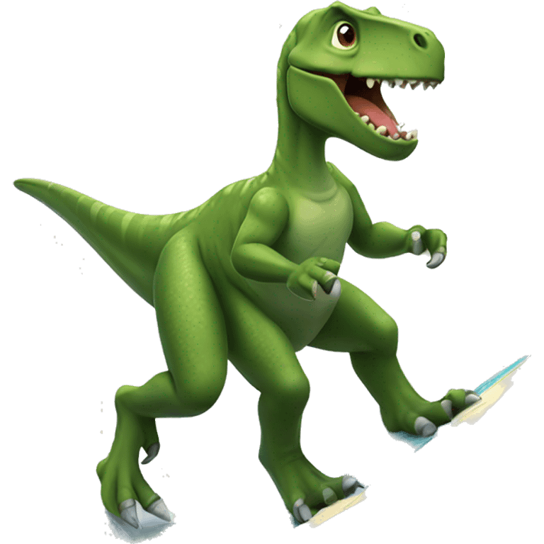 Dinosaur surfing emoji