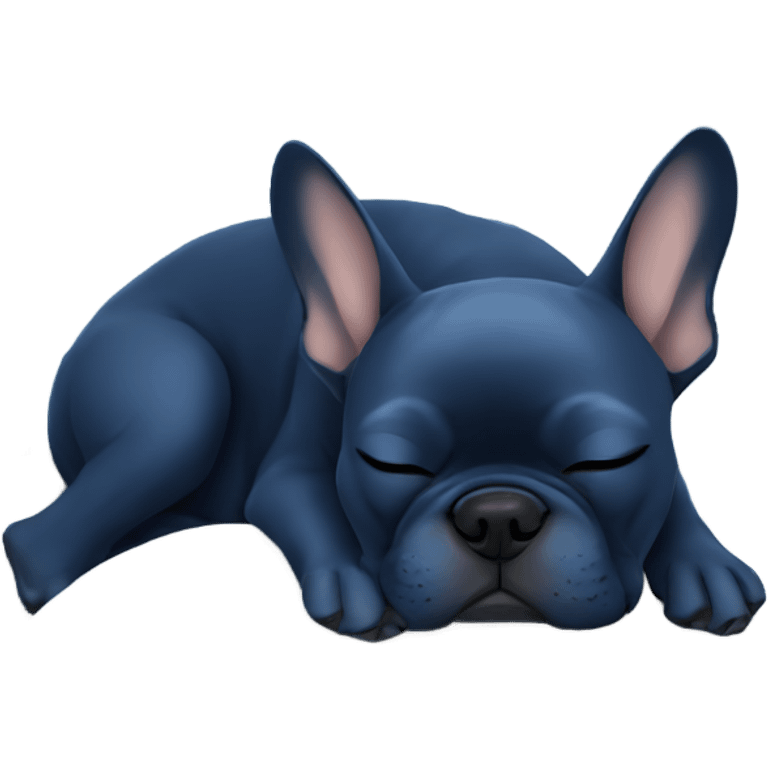 dark blue french bulldog sleeping with zzz text emoji