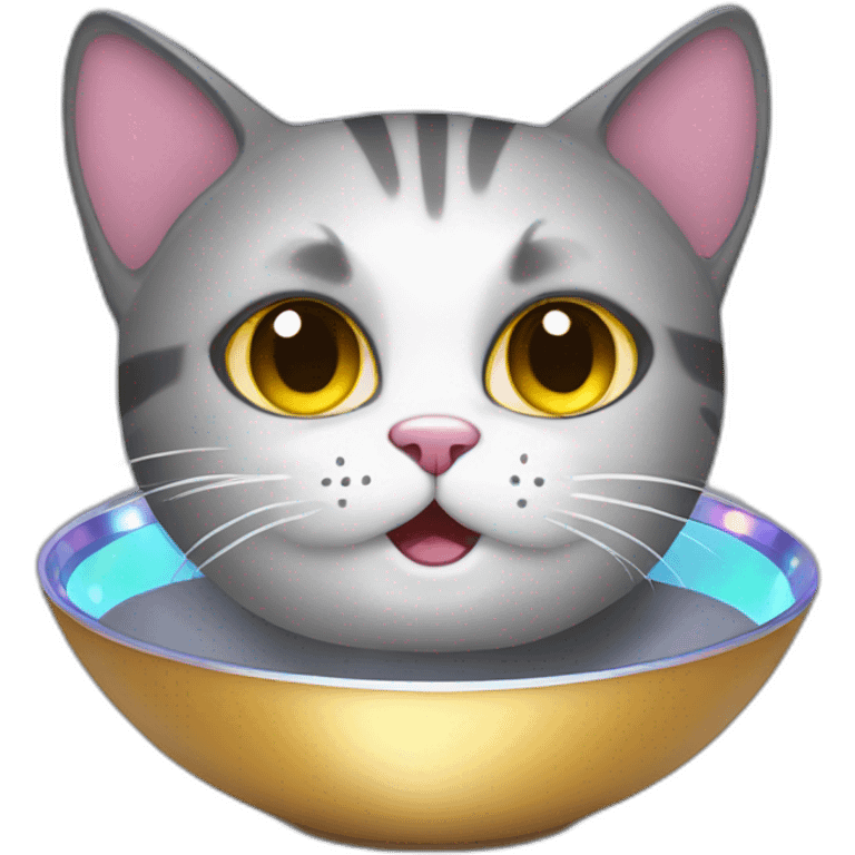 Cat with disco bowl emoji