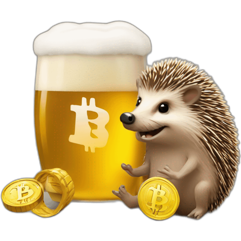 hedgehog bitcoin and beer emoji