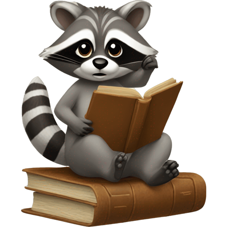 Raccoon with a book emoji