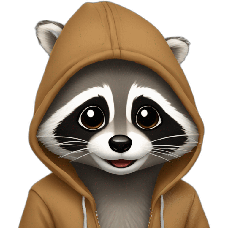 Very happy raccoon in Hoodie ￼ emoji