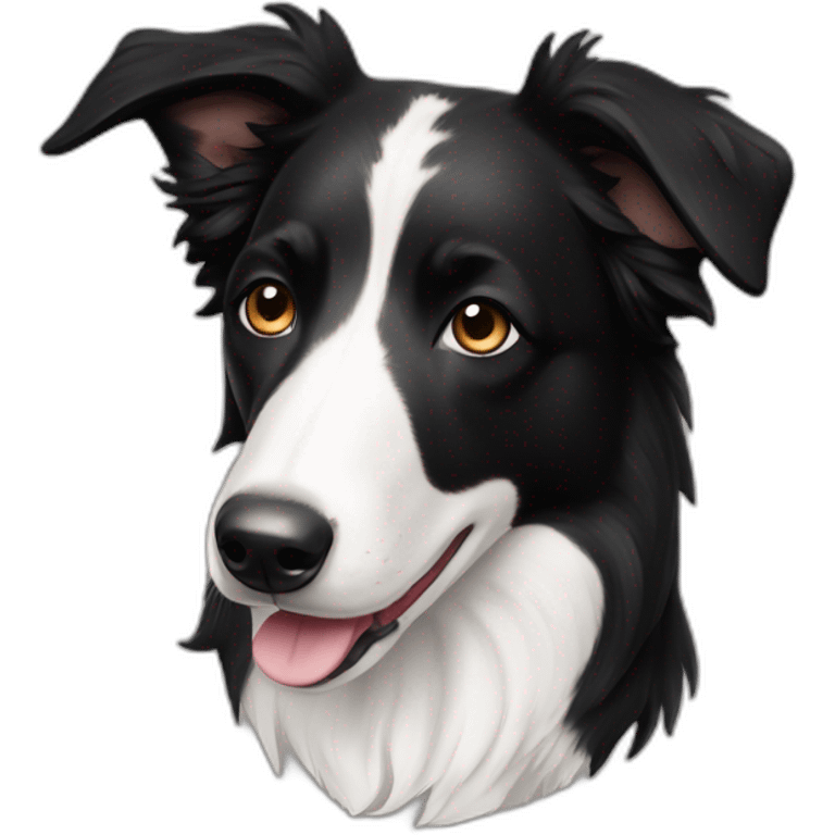 black short hair boarder collie with white neck emoji