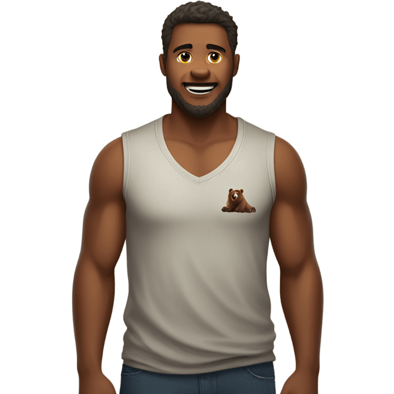 Grizzly bear in sleeveless shirt indoors emoji