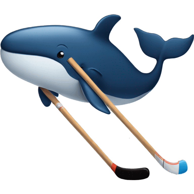 A whale holding a hockey stick emoji