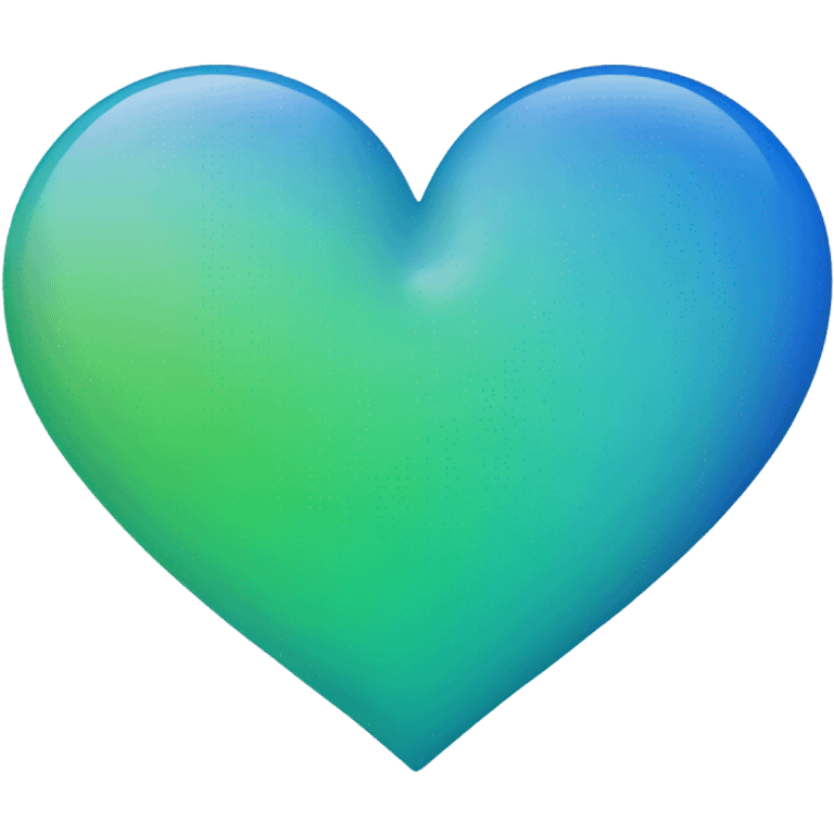 Gradient heart emoji wit 3/4 blue and 1/4 green emoji