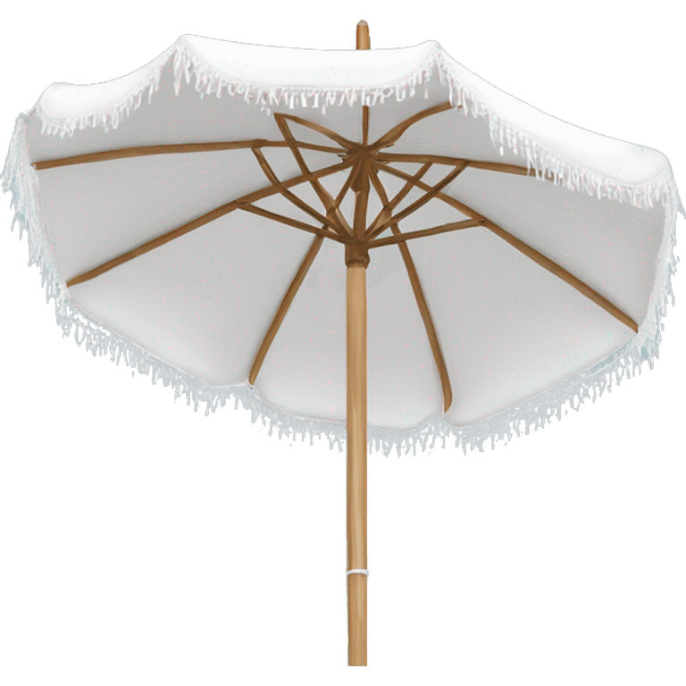 White beach umbrella with white tassels and a straight wooden pole emoji