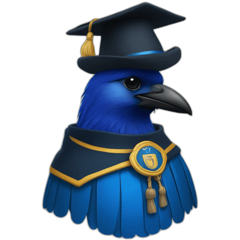 Blue Crow with alumni hat and mantle а emoji