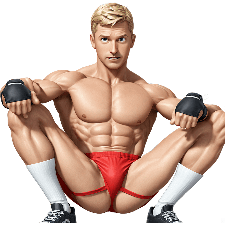 muscular blonde boy posing emoji