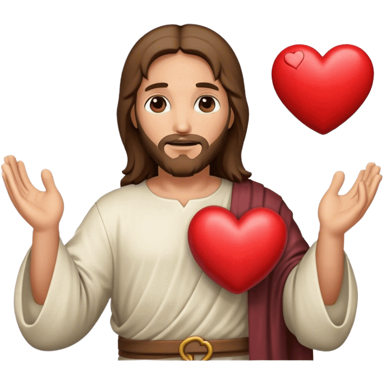 Jesus holding a heart emoji