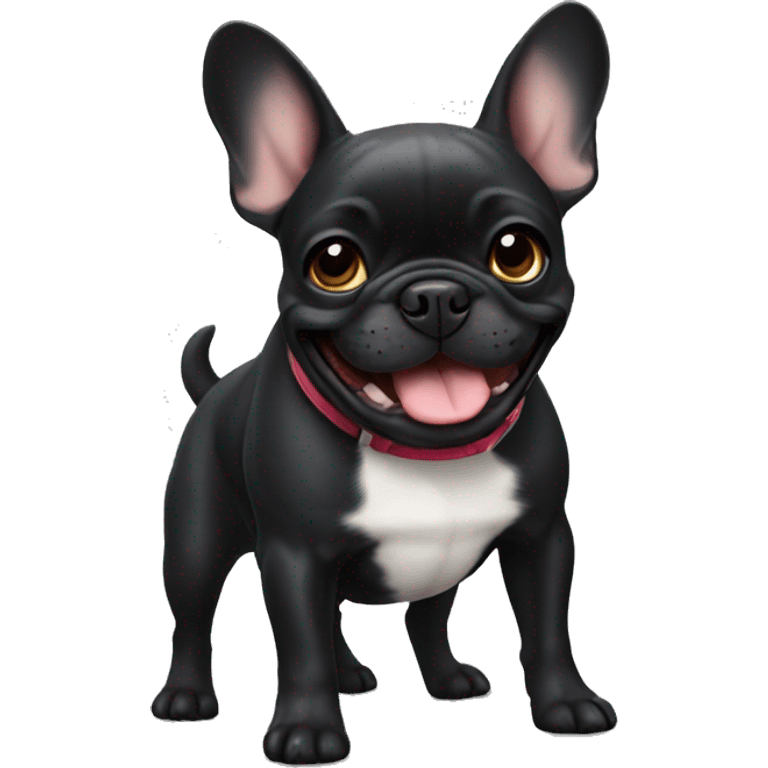 Black French bulldog happy  emoji