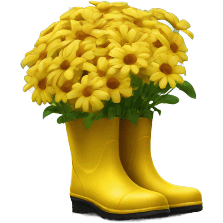 Flowers in yellow rain boot  emoji