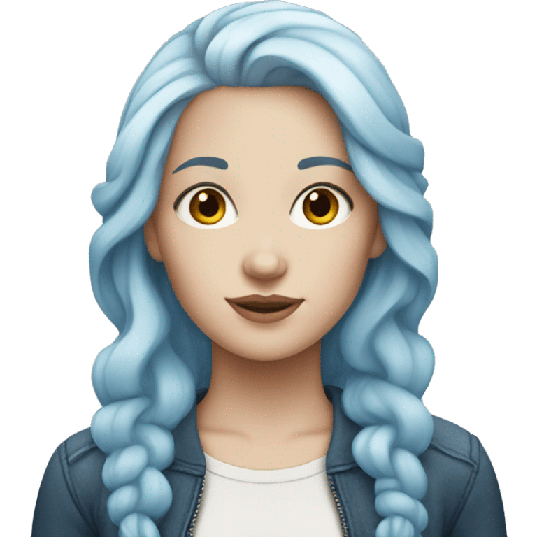 A white girl with moon blue hair  emoji