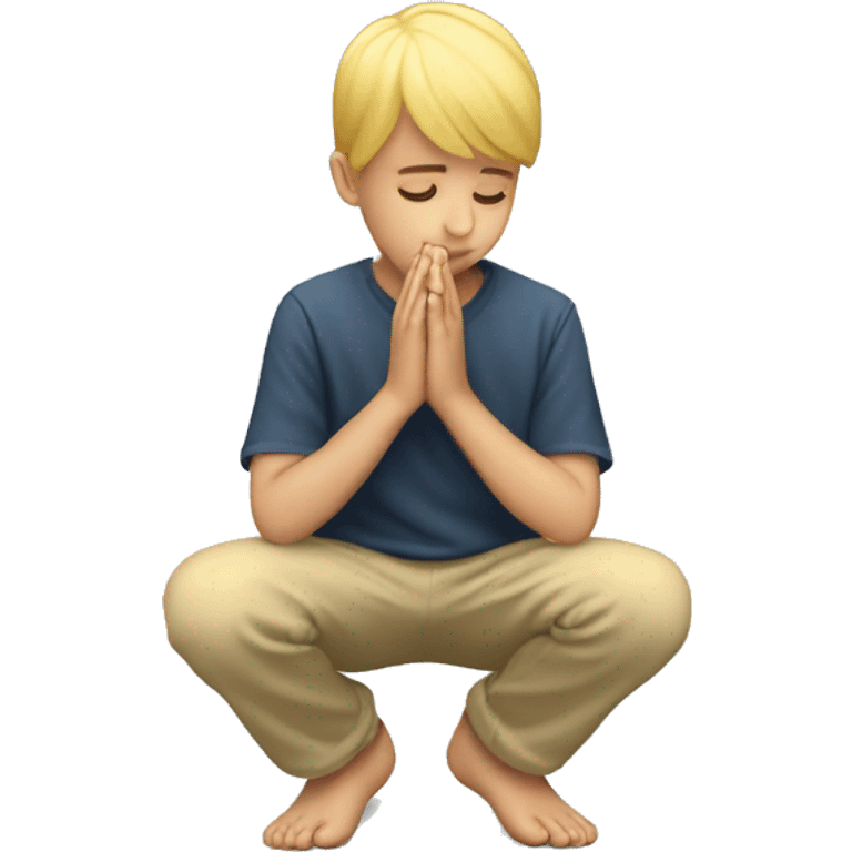 blonde boy kneeling praying  emoji