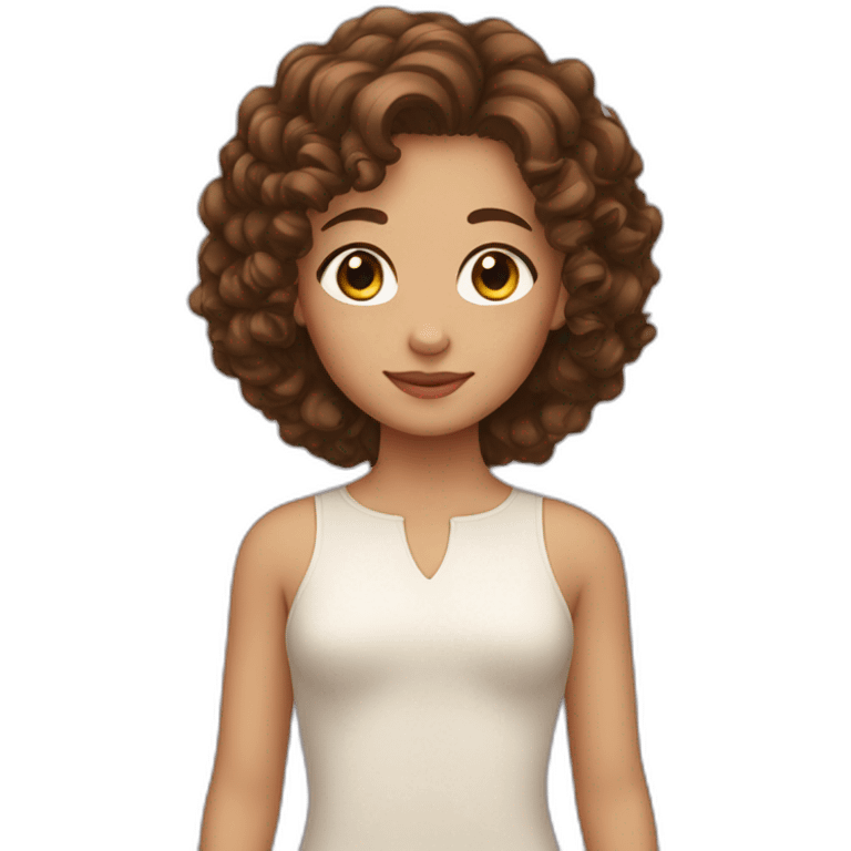 A girl with brown hair and brown eyes and curly hair  emoji