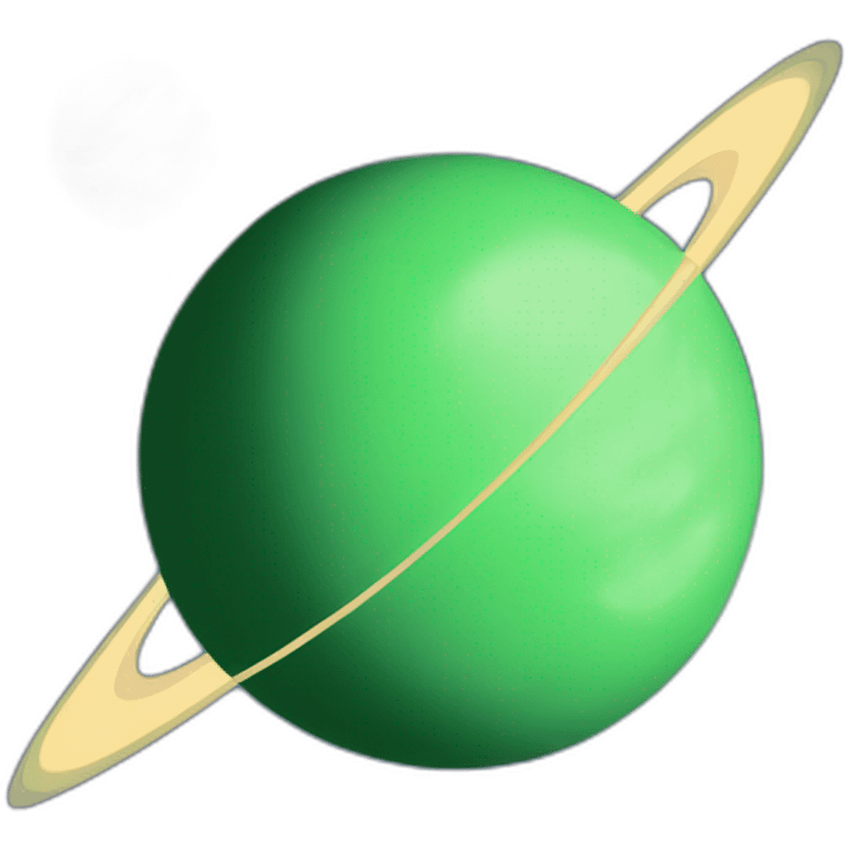 green planet with purple saturn rings and moon emoji