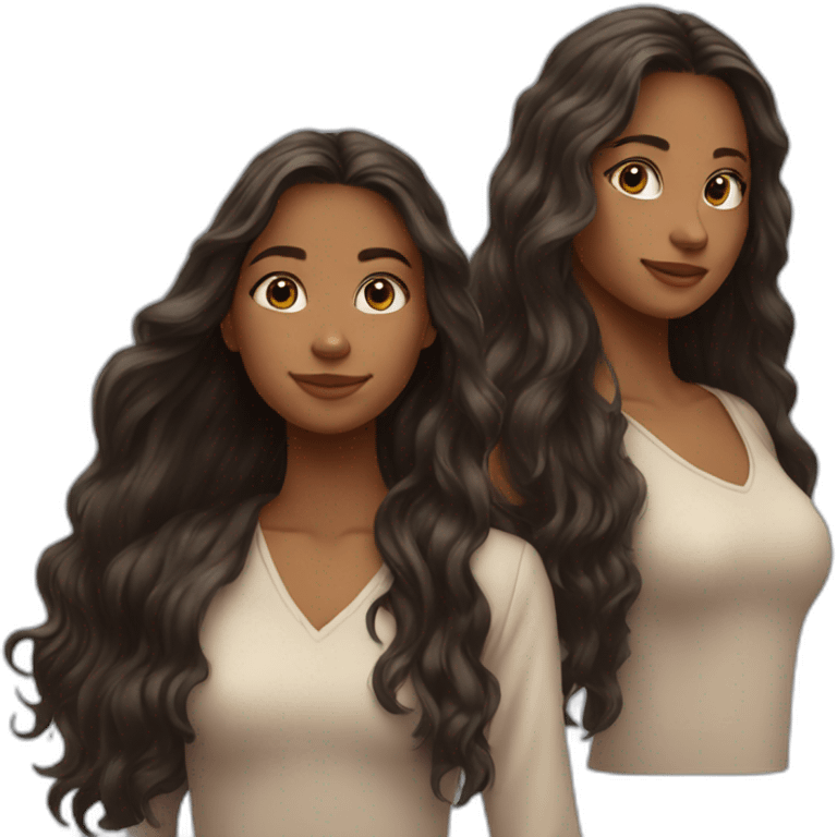 3 young longhaired women  emoji