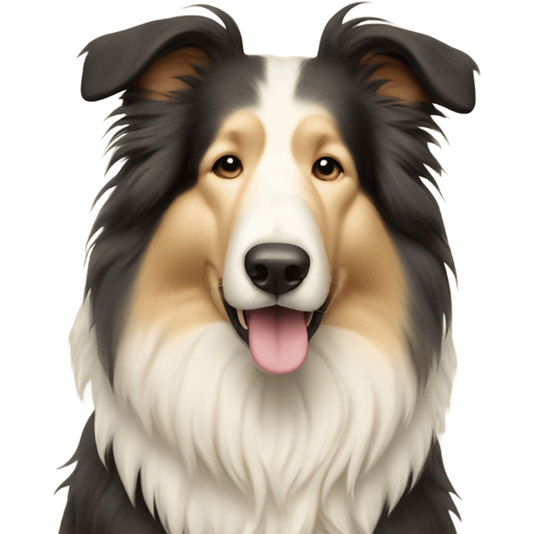 Fluffy big collie dog cream color emoji