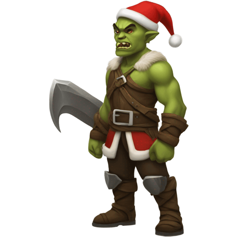 Fierce Orc ranger wearing santa hat emoji