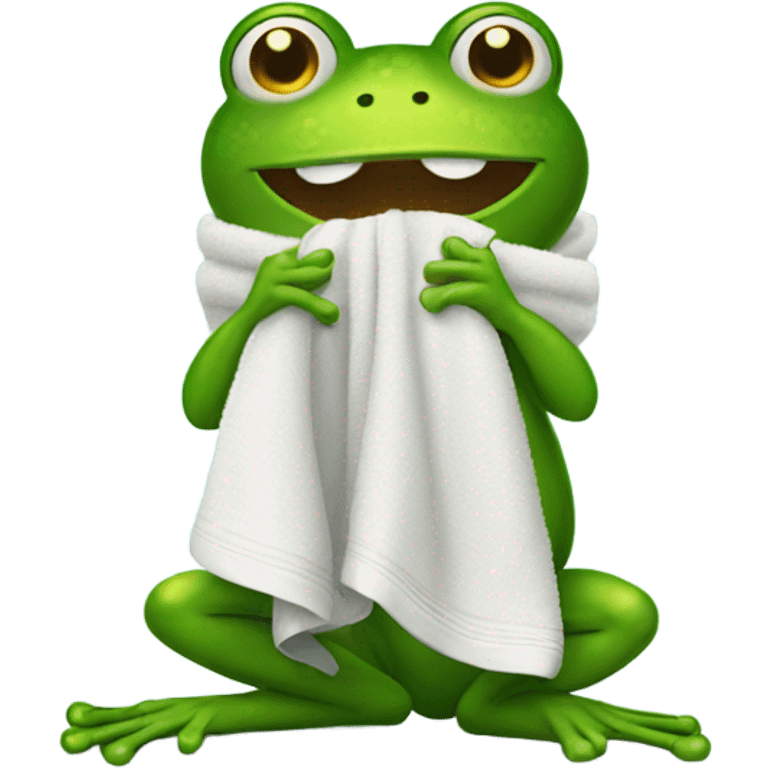 Frog picking up towel emoji