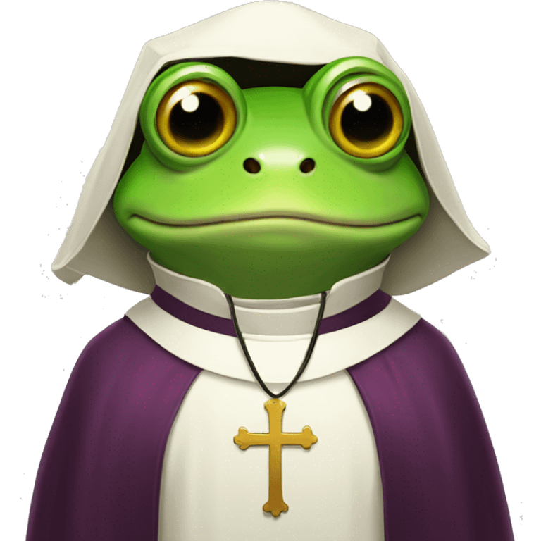 frog wearing headphones dressed as a priest emoji