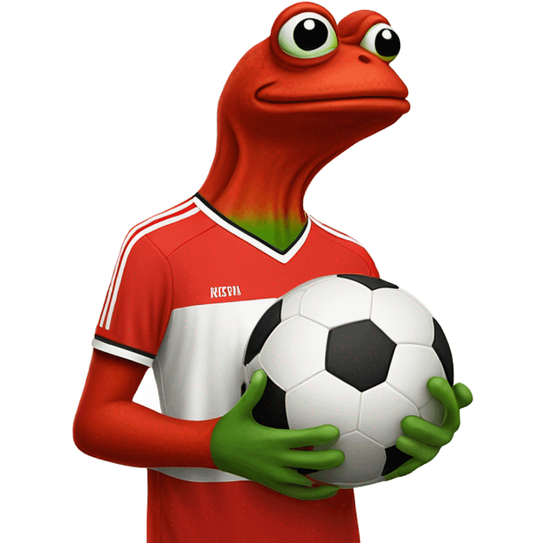 red pepe frog in soccer jersey emoji