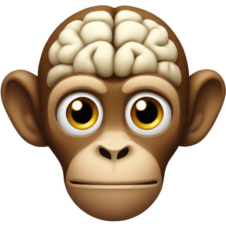 Monkey with brain showing emoji