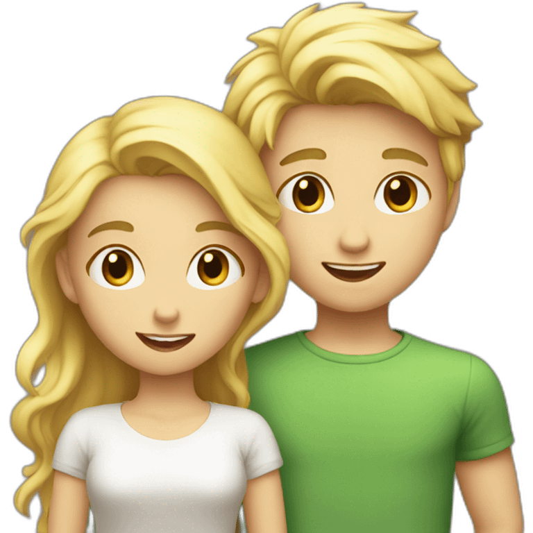 blonde girl and blond boy looking at each other emoji