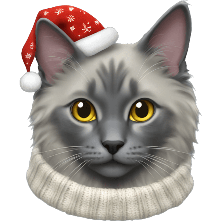 nebelung cat in christmas sweater emoji