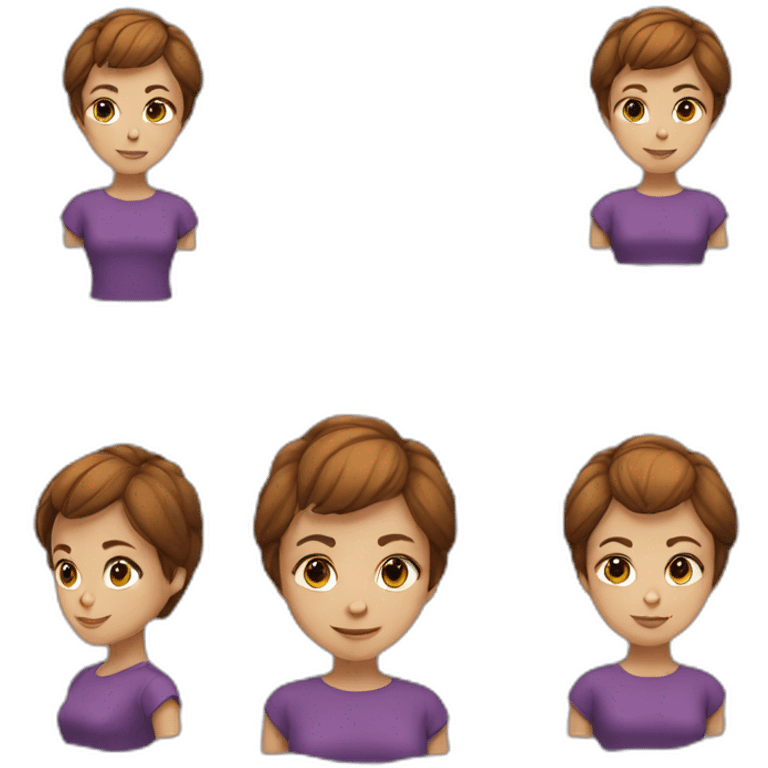 girl with small face and a brown pixie cut emoji