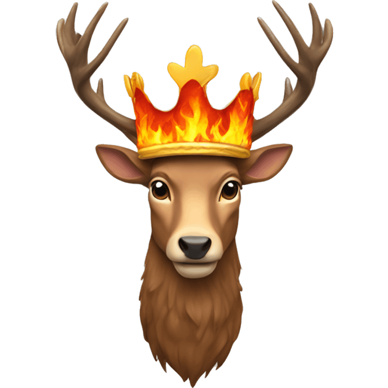 A stag in a crown of fire emoji