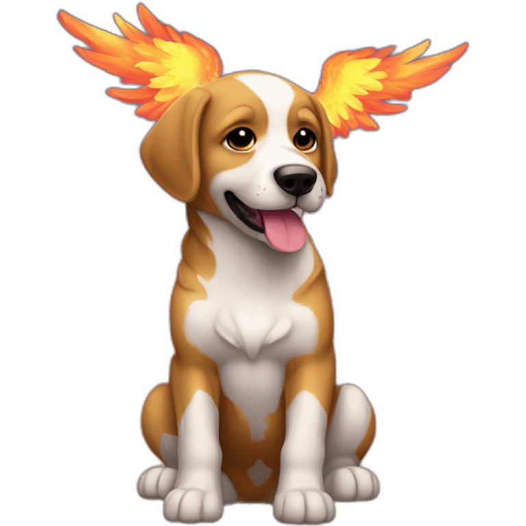 Perro con alas en un cielo de fuego emoji