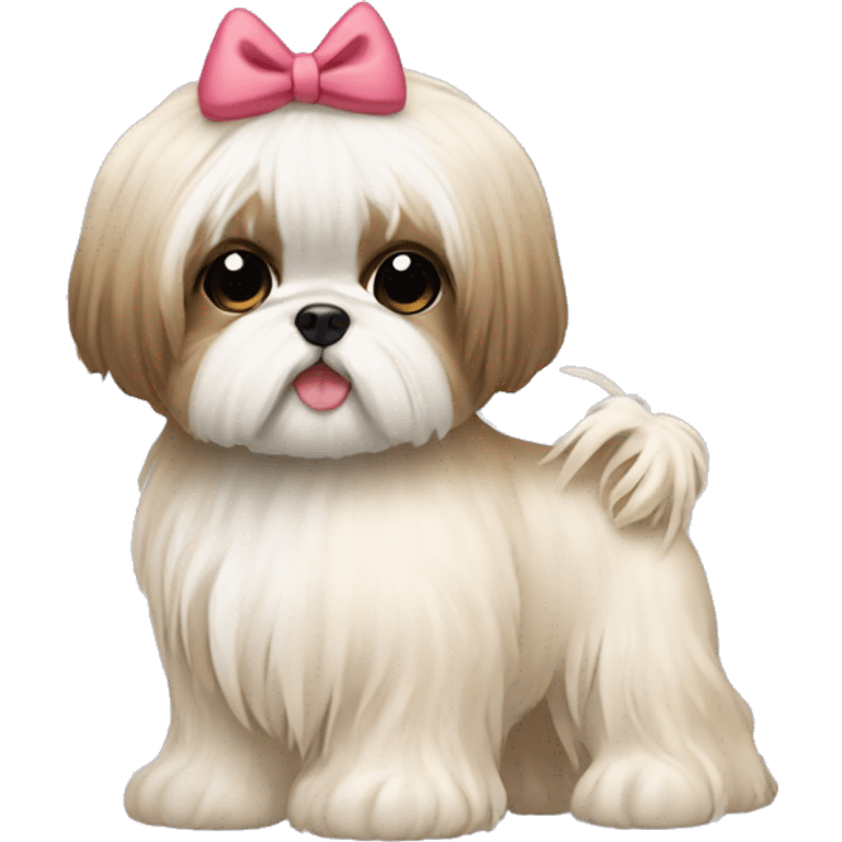 cream girl hugging cream long hair shih tzu with bow on head  emoji