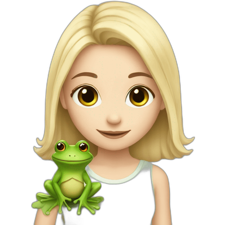 cute white girl with frog emoji