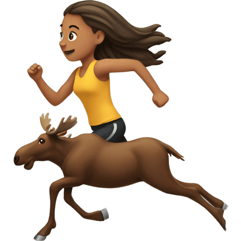 a girl running with the moose  emoji