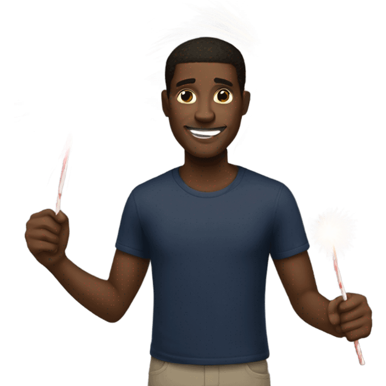 Black guy with fireworks  emoji