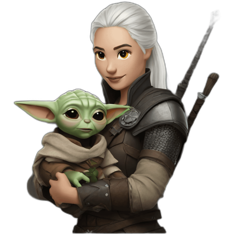 The witcher holding baby yoda emoji