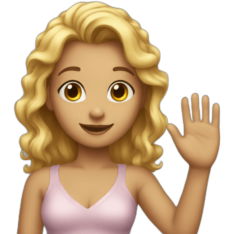 Beautiful girl waving  emoji