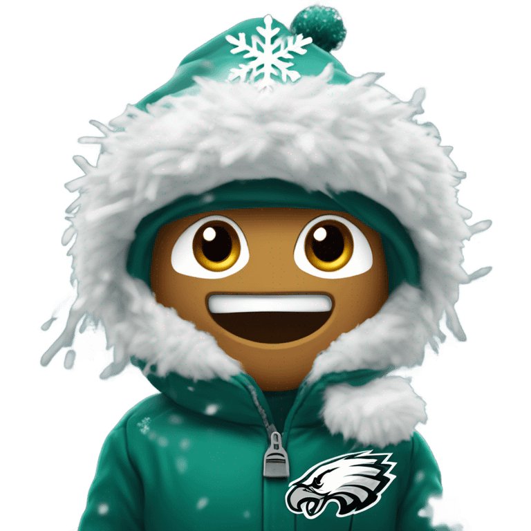 Philadelphia Eagles mascot in the snow emoji