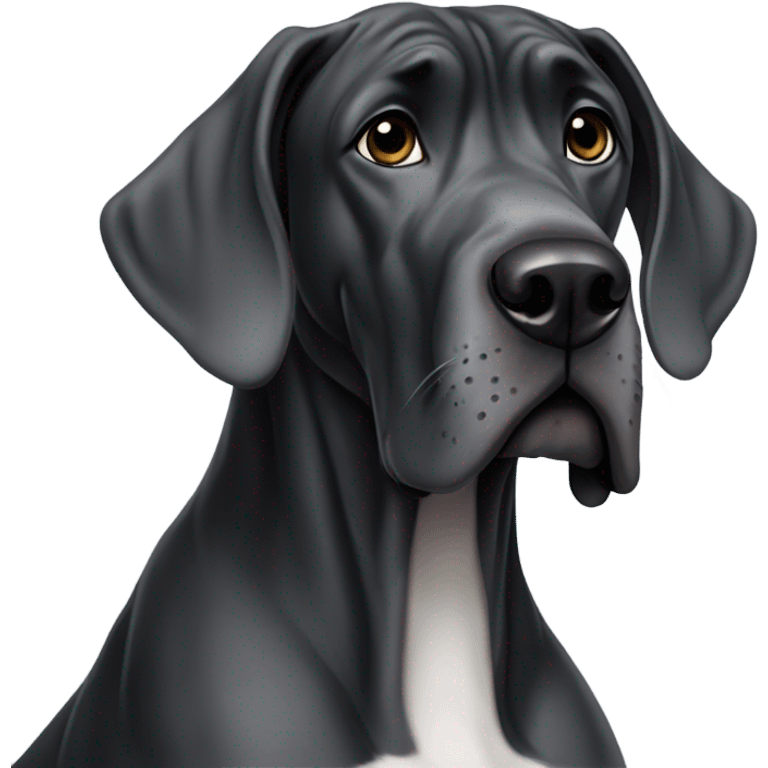 Black Great Dane grey face  emoji