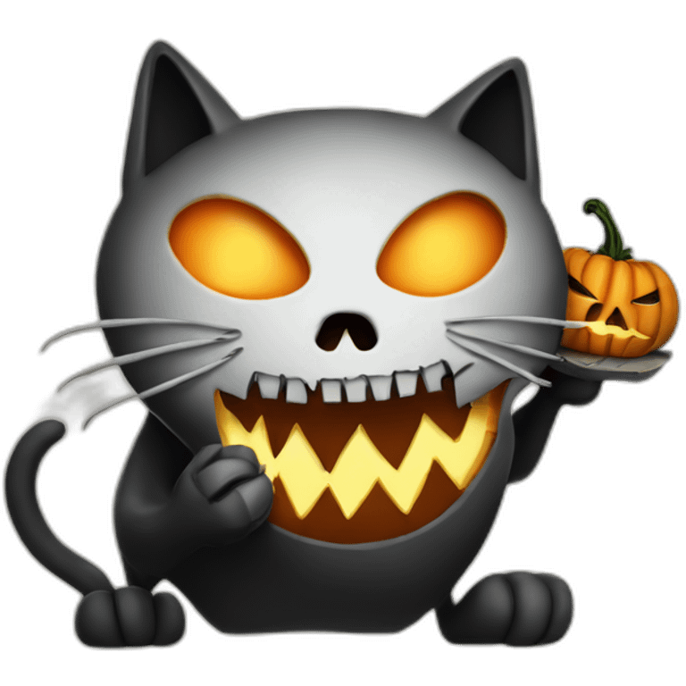 Jack skelington a cat eating jack o lantern emoji