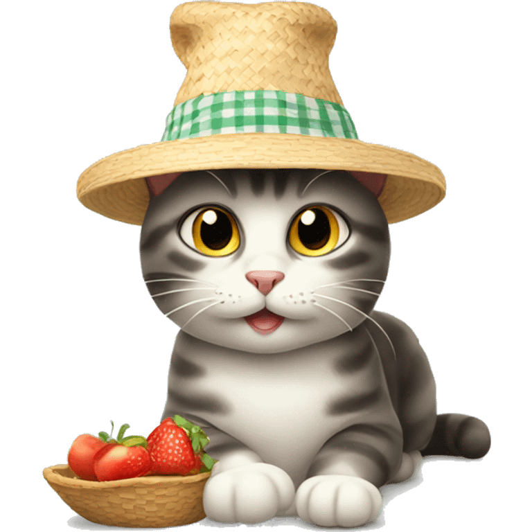 cat with a picnic hat on emoji