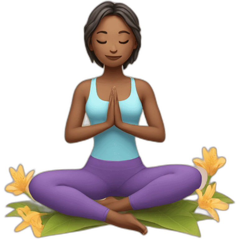 yoga girl with flower emoji